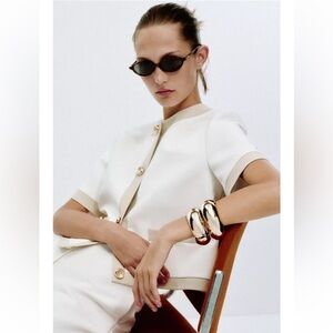 Zara White and Tan Blazer